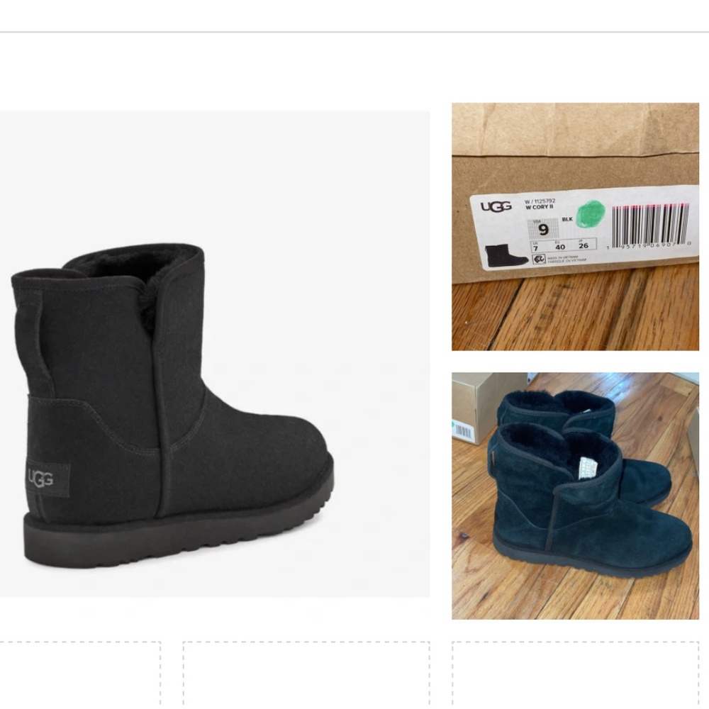 IN BOX UGG Black Cory II Boots Ankle  pull on  sz 9